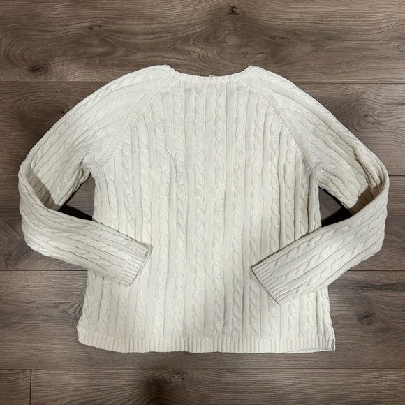 L.L. Bean Women’s Cream Cable-Knit Sweater, size L-Regular - Picture 3 of 3